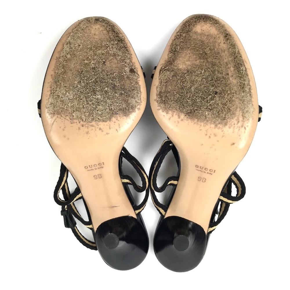 Gucci GG Logo Open Toe Stiletto Sandal Heel Sz 9 - Picture 7 of 8